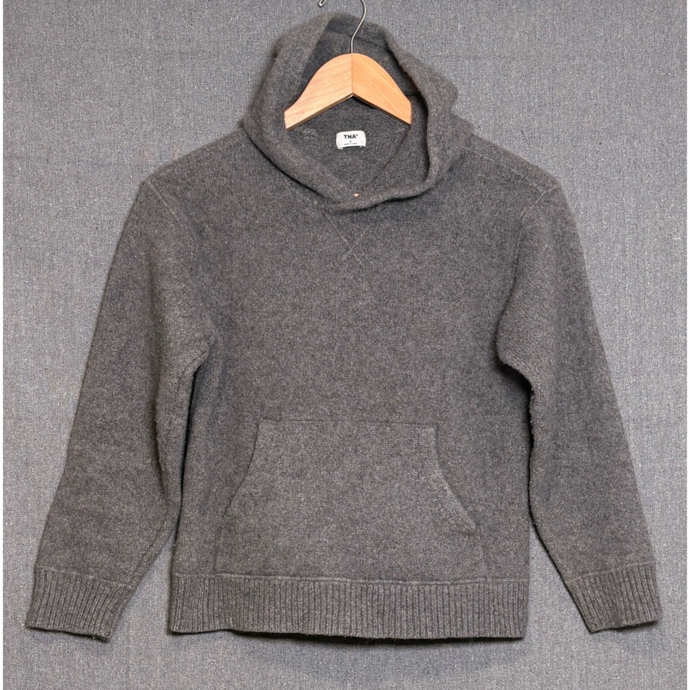 Aritzia TNA Wool Blend Knit‎ Hoodie Sweater Charcoal Grey Small AIMY